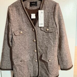 GOELIA Women's Brown Blazer with Gold Buttons